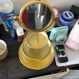gold jewelry organizer and mirror